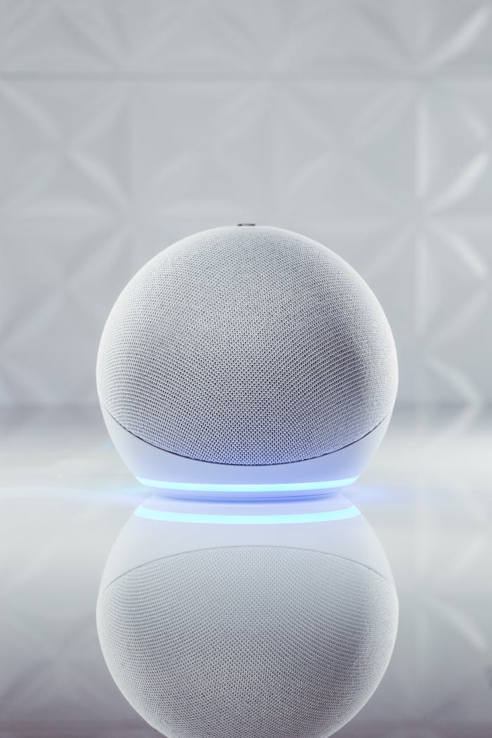 Gray Round Speaker in Close Up Shot